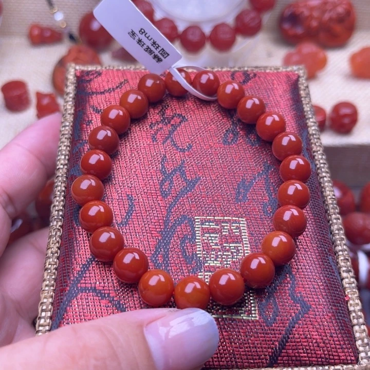 南红玛瑙未镶嵌颈饰柿子红