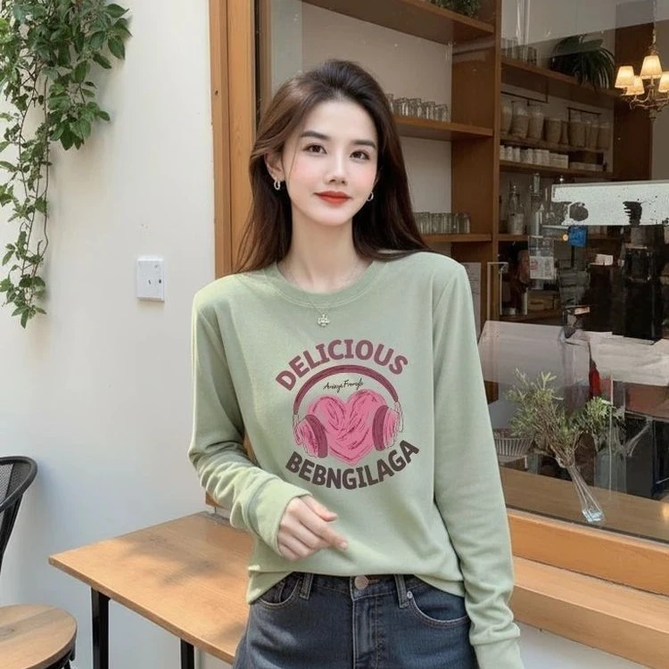 大码300斤2025新款秋冬上衣正肩长袖徳绒保暖打底宽松时尚百搭T恤