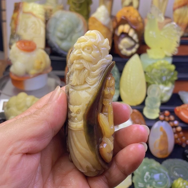 未镶嵌蛇纹石玉手把件