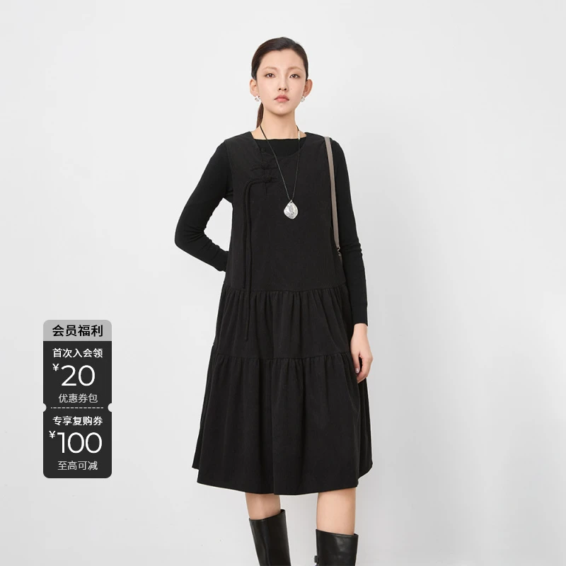 S·DEER圣迪奥秋冬高级感时尚气质轻奢设计感女装连衣裙S244Z1204