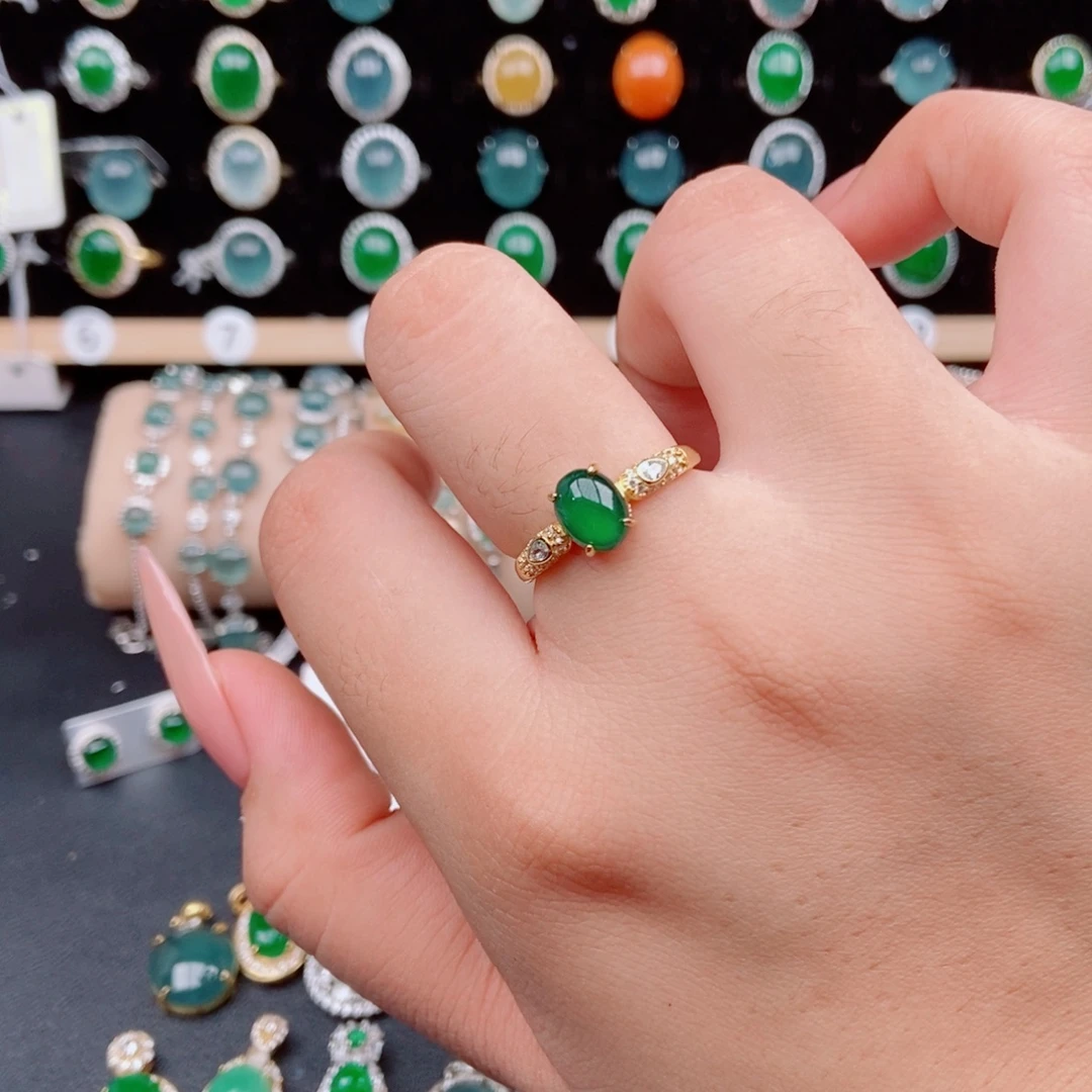 银S925镶嵌戒指翡翠22