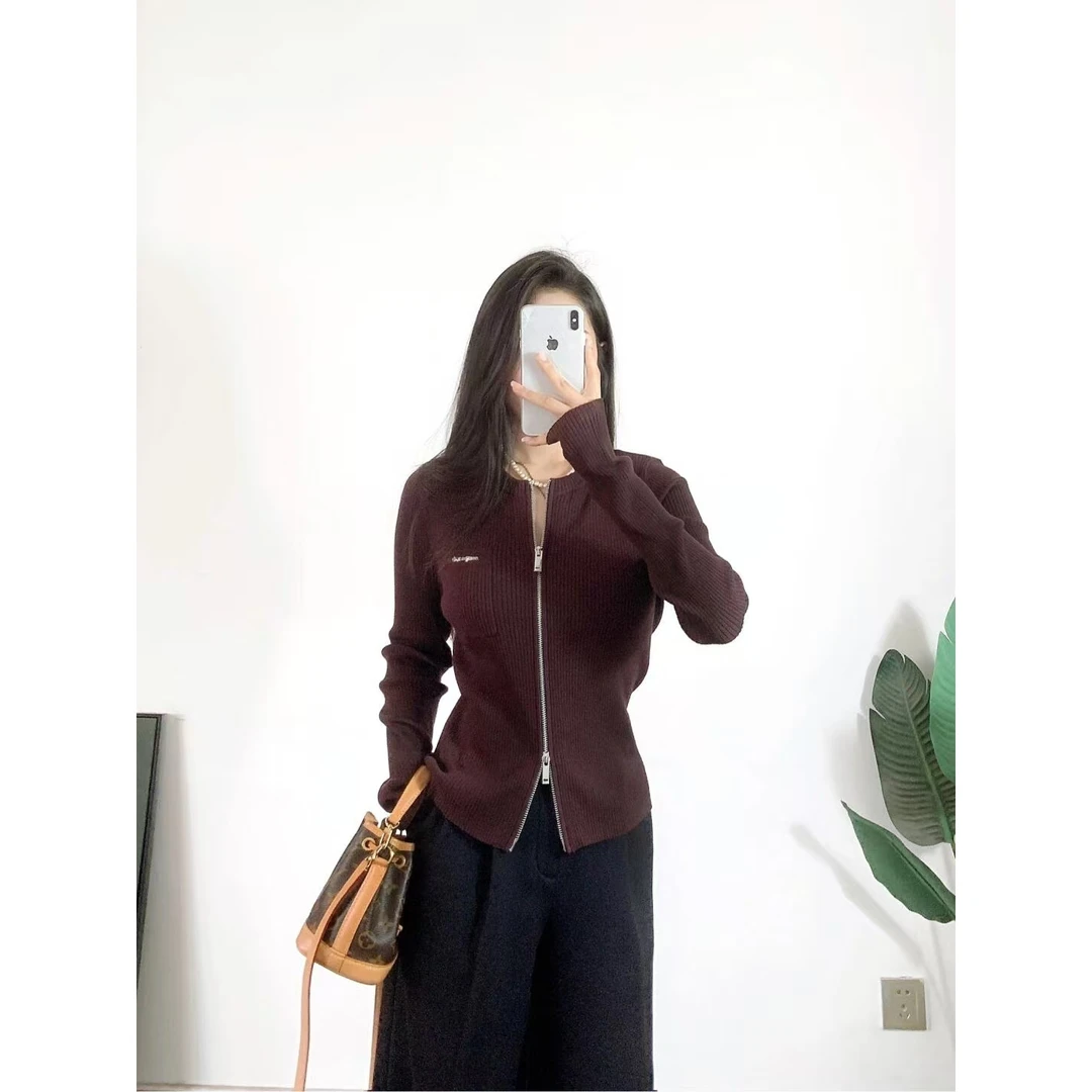 M255拉链毛针织衫时尚气质百搭短款上衣255