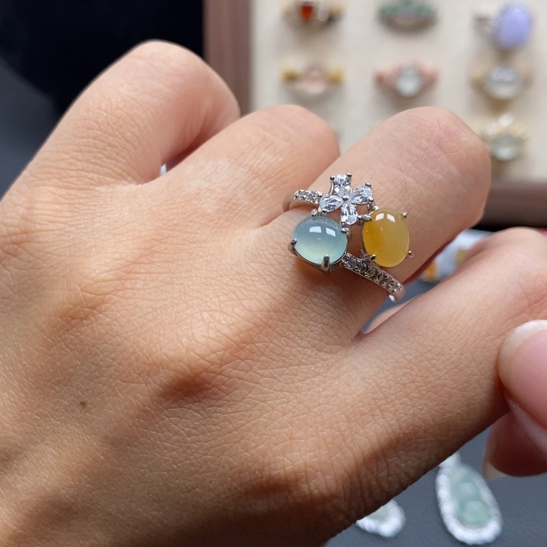 翡翠银S925镶嵌戒指