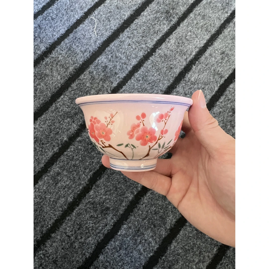 红稀土翠竹红梅压手杯+礼盒