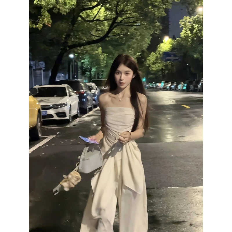 御姐高级感套装气质美背无袖抹胸背心女夏季休闲宽松阔腿裤两件套