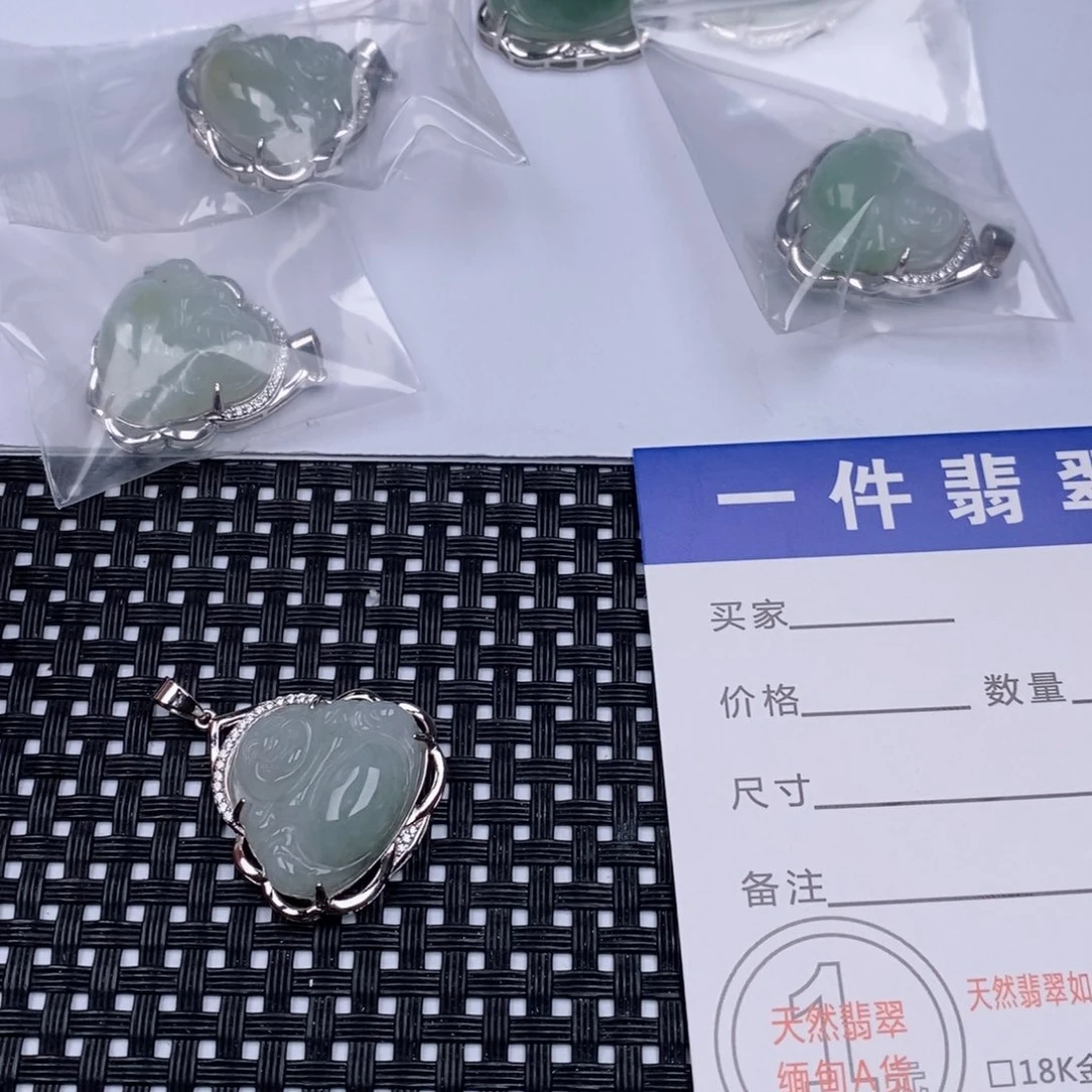 翡翠挂件银S925镶嵌