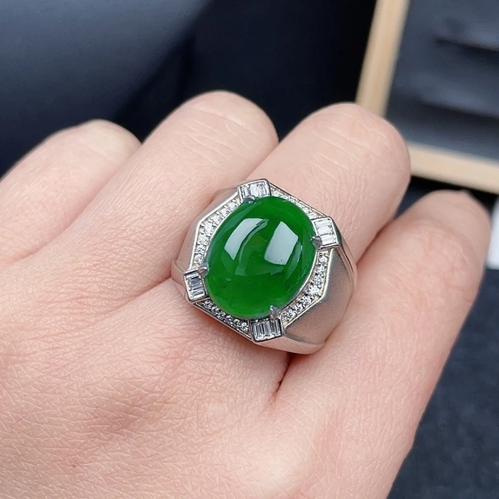 翡翠戒指银S925镶嵌编号1692没有运费险