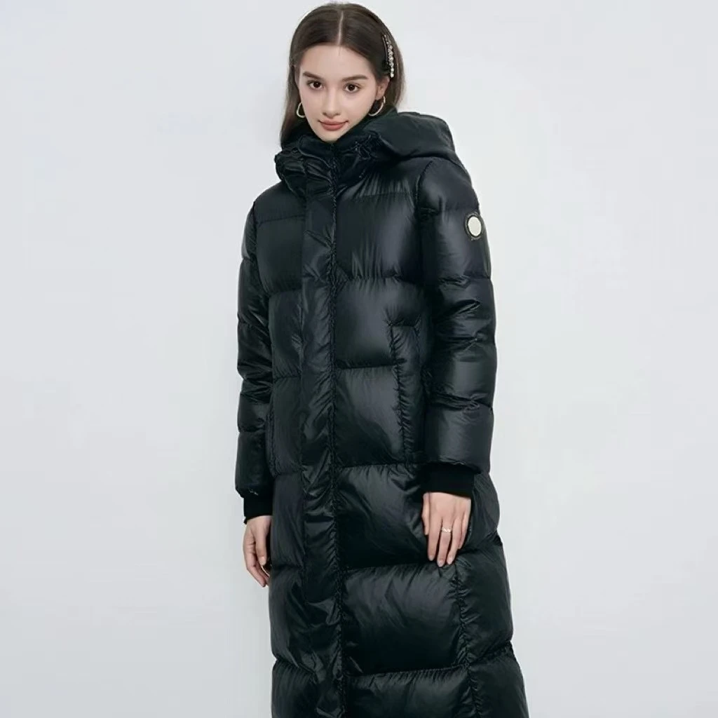 冬季新款黑色简约中长款白鹅绒羽绒服男女同款时尚外套-BM_XH