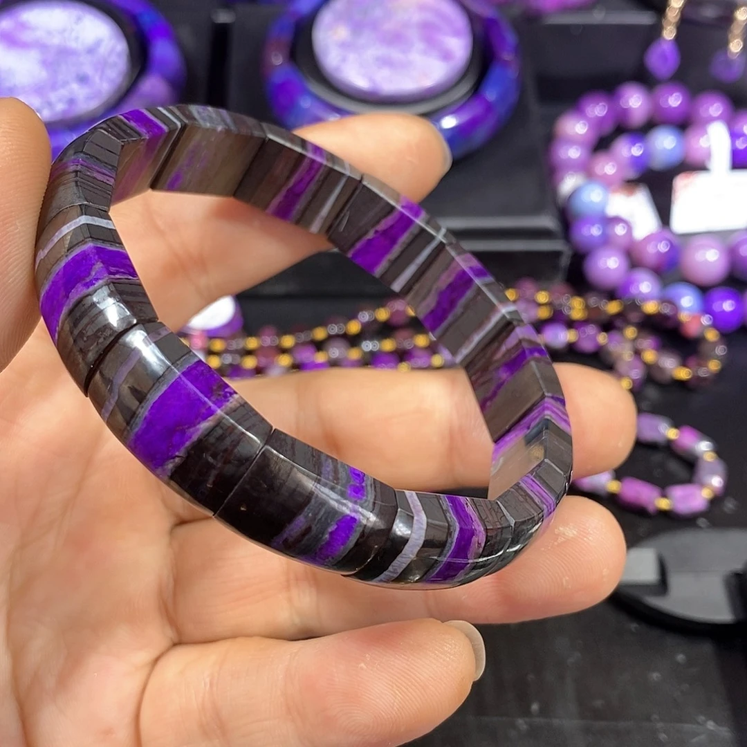 苏纪石（舒俱来）未镶嵌南非舒俱来丝绒凝胶紫镯排