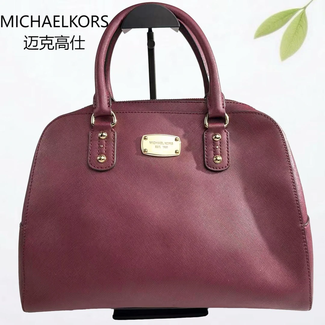 95新 MICHAEL KORS/迈克高仕 酒红色单肩包G25804235底长34X23