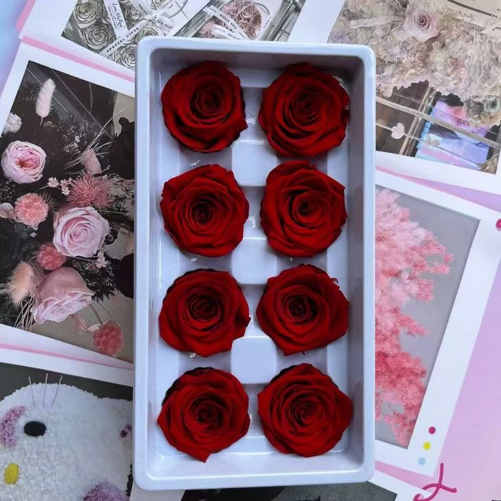 【1帮1】永生玫瑰花头整盒装8-10朵ABC级永生花束制作包装资材