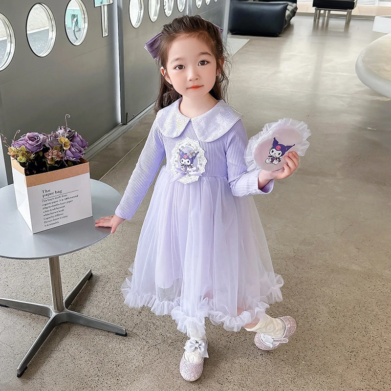 女童公主裙春秋款2025新款儿童库洛米网纱连衣裙洋气宝宝春装时髦