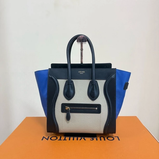 95新 Celine/思琳 拼色笑脸手提包 鱼鱼