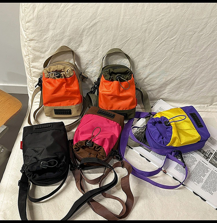 今年超火水壶包日系多巴胺撞色抽绳小挎包男女户外山系运动休闲包