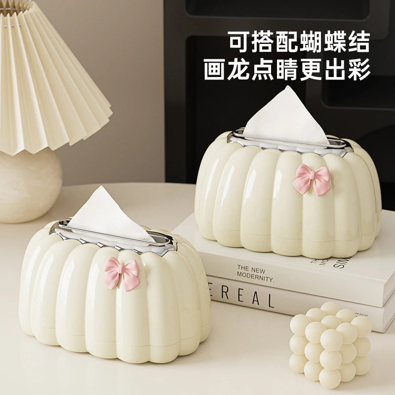 南瓜纸巾盒家用创意抽纸盒办公室客厅简约南瓜造型弹簧纸巾收纳盒