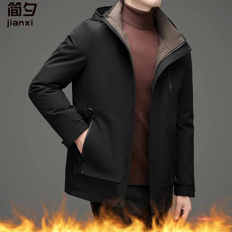 中老年男装连帽羽绒服男款爸爸装冬季保暖羽绒服羽绒服男款冬季