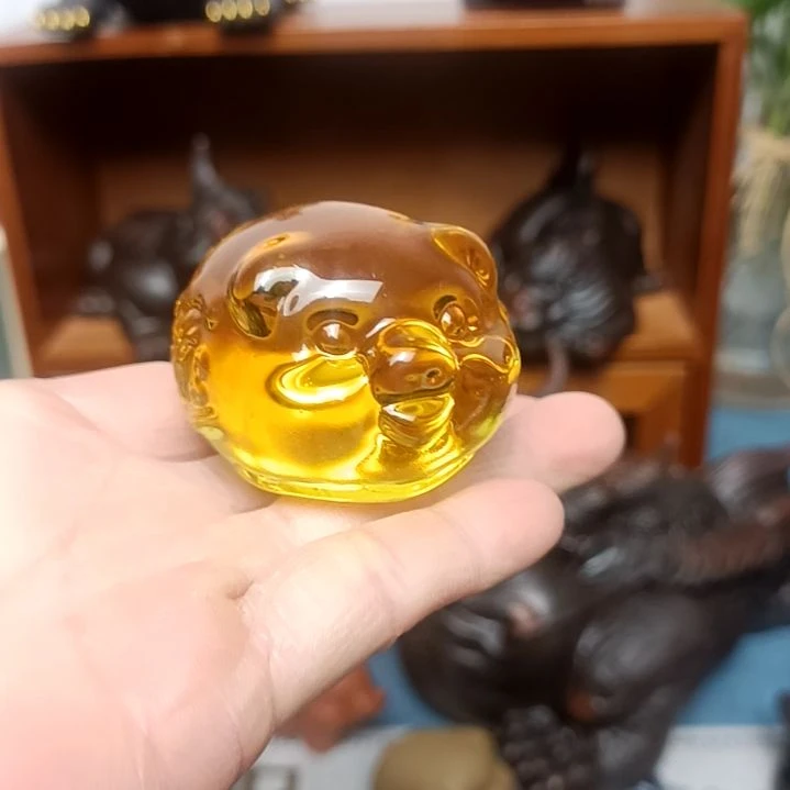 茶宠微瑕不介意的拍小金猪茶宠摆件