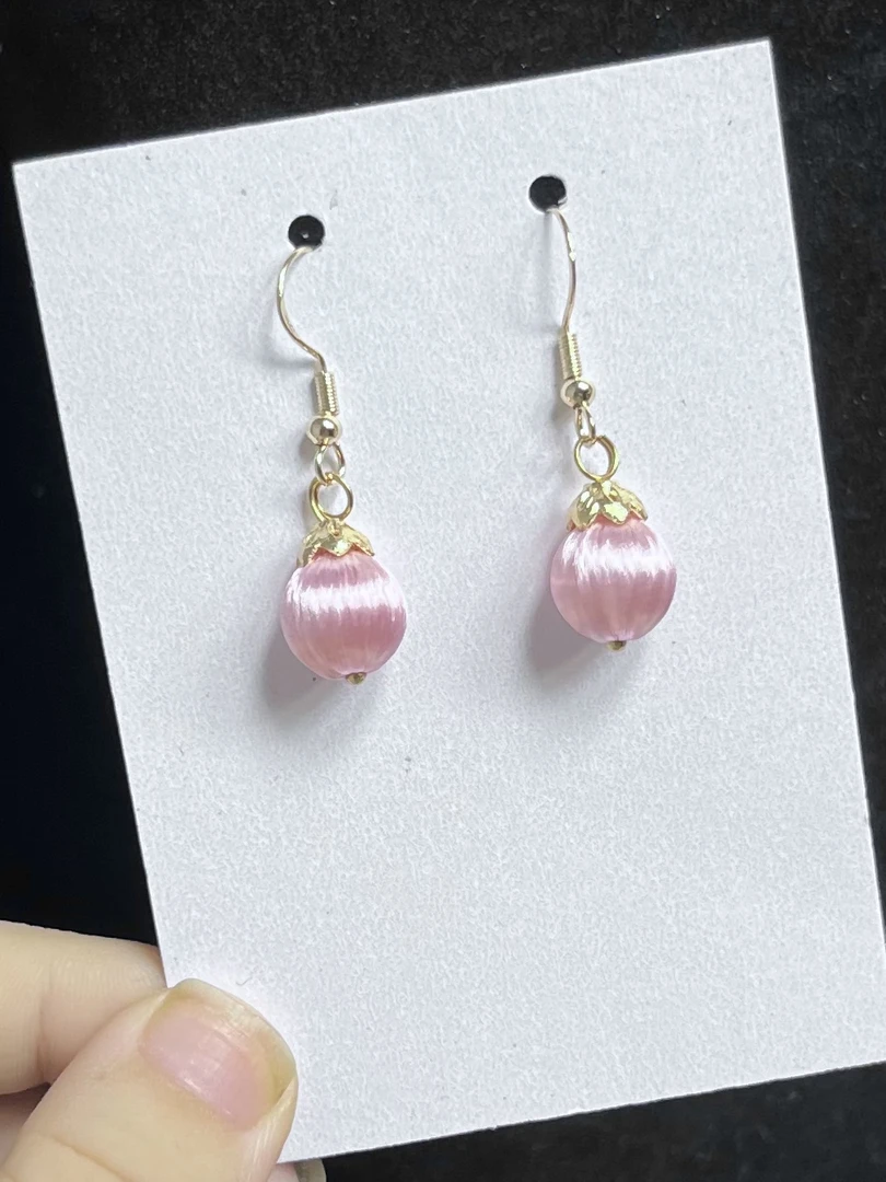 【粉樱缀金】非遗手工缠花耳环饰品气质百搭古风日常