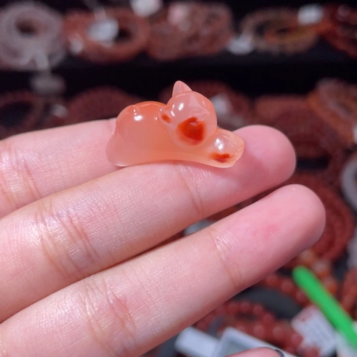 南红玛瑙未镶嵌趴趴猫1736打孔备注