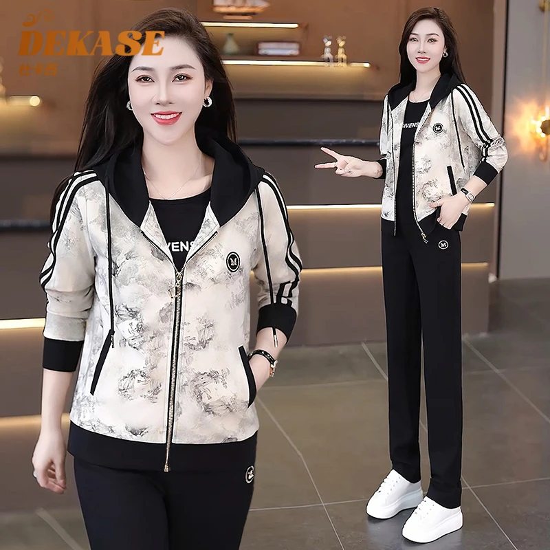 Dekase 运动休闲套装女2025秋季新款POLO领长袖透气吸汗运动服女