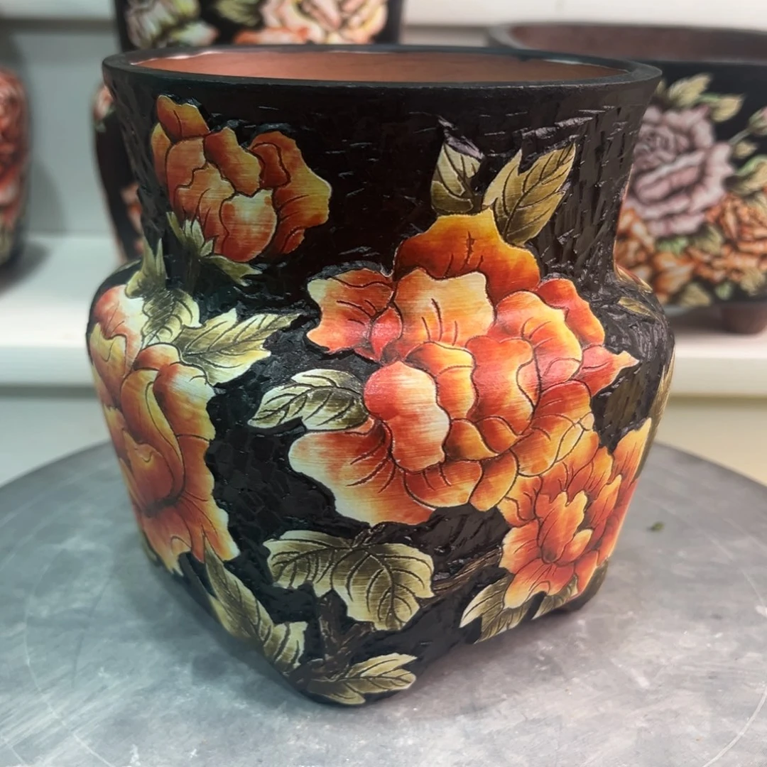 花盆紫砂手绘花盆