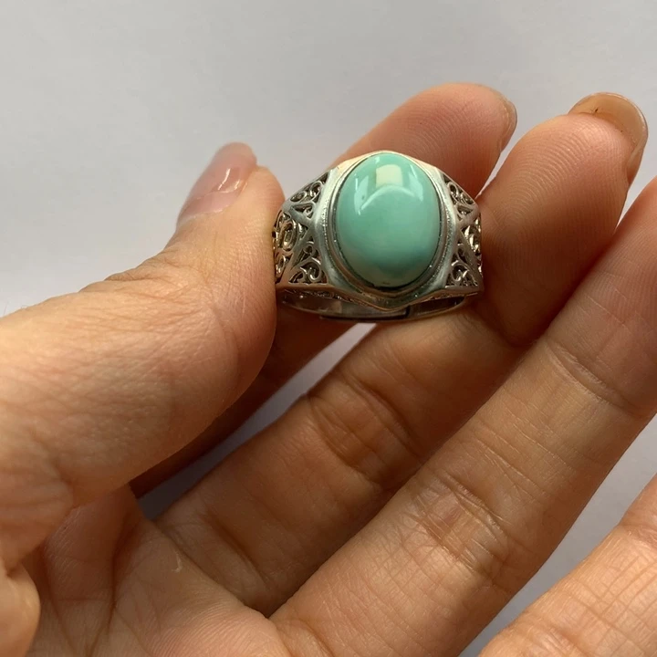 绿松石银S925镶嵌戒指