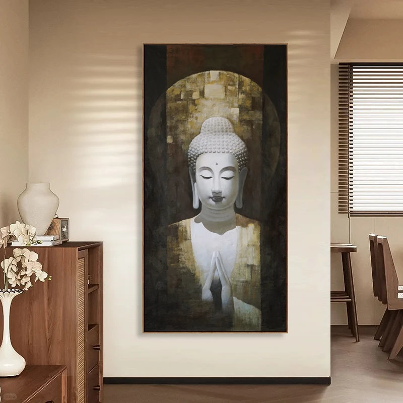 大日如来 艺术复古壁画手绘复刻版大日如来装饰画玄关佛像菩萨画