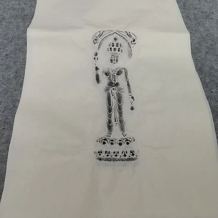 昌化石印石，观音拓片一张，尺寸四尺四开的纸