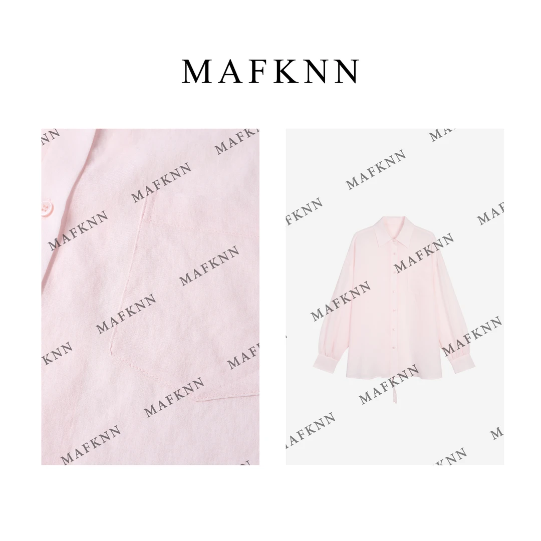 MAFKNN/玛肯时尚休闲简约纯色薄款百搭纽扣衬衫MK12302