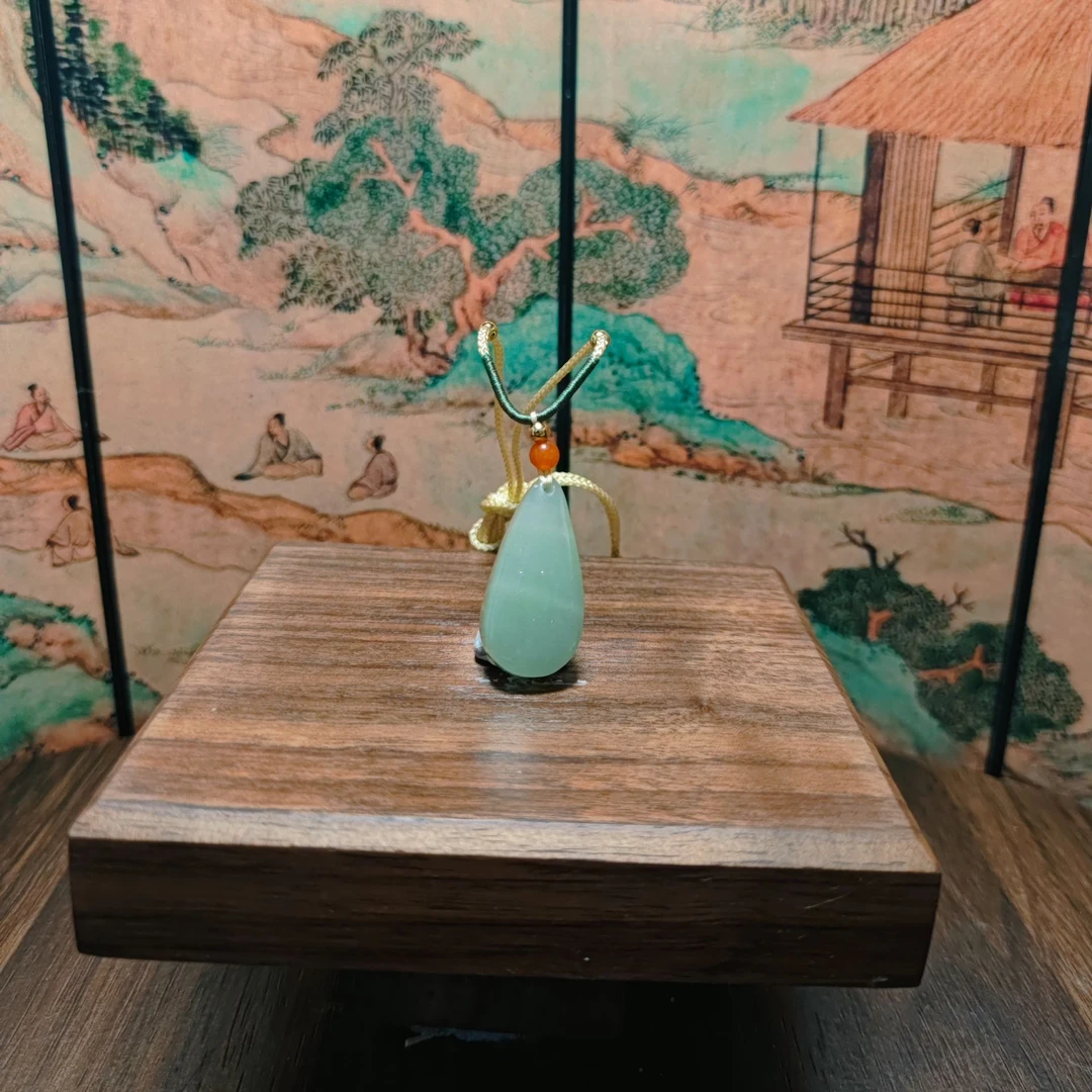 N和田玉水滴无事牌吊坠1271