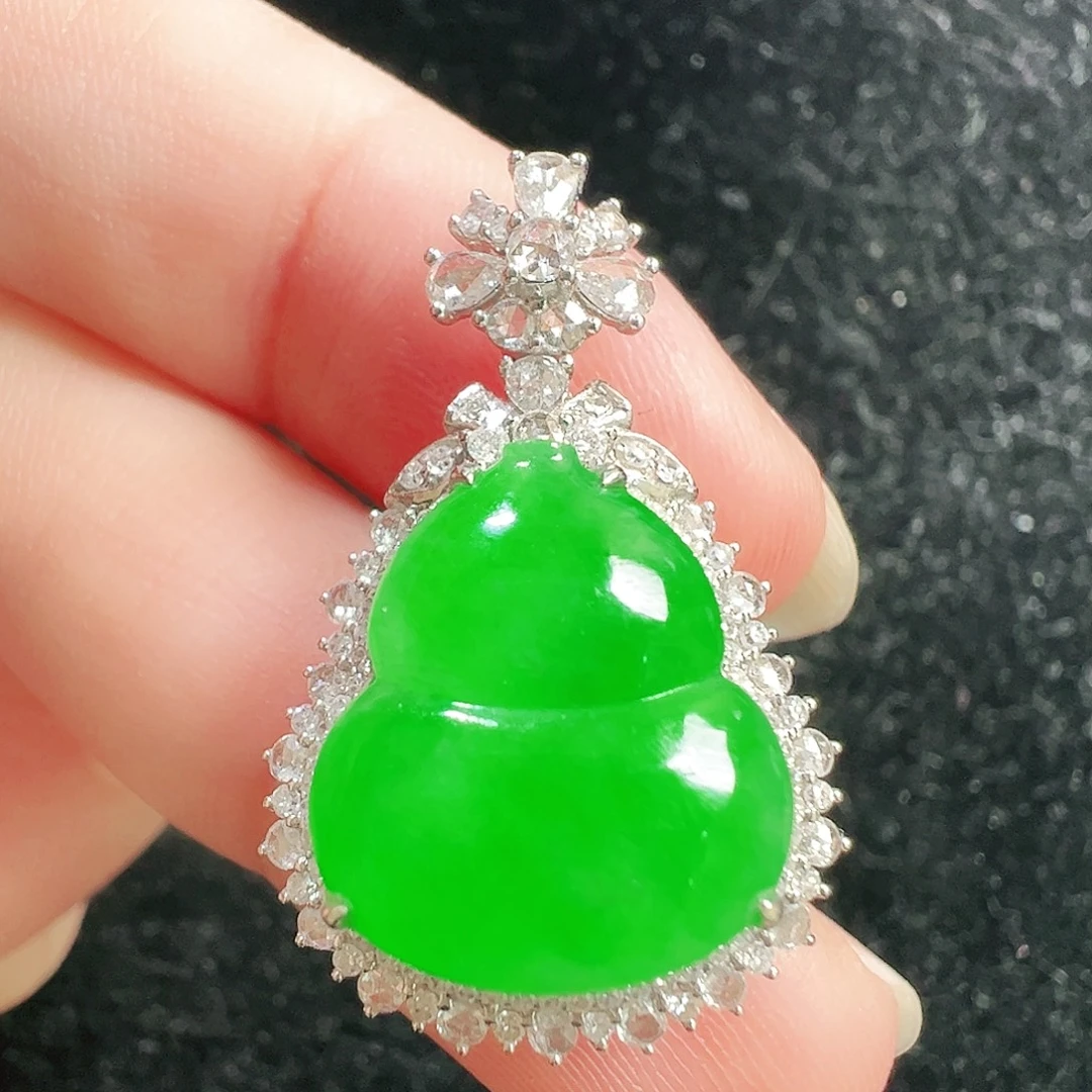 翡翠18K金镶嵌吊坠(不含链)