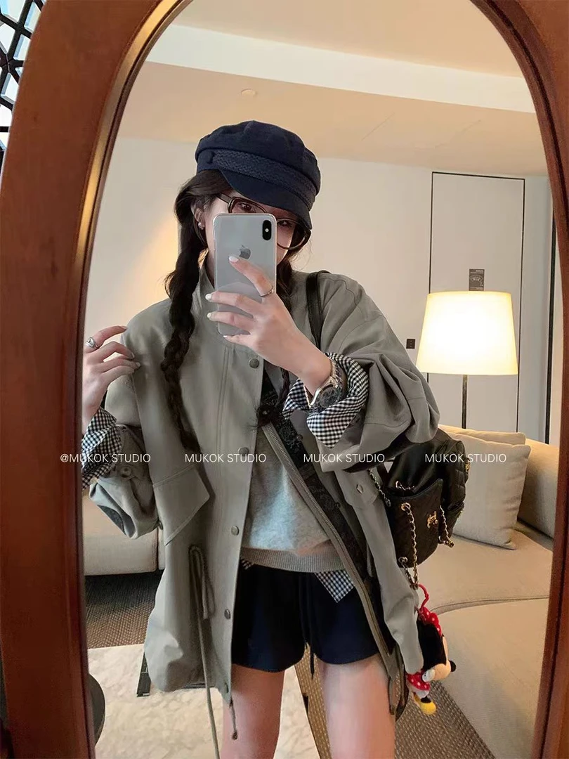 高级感宽松休闲中长款英伦风小个子风衣外套女