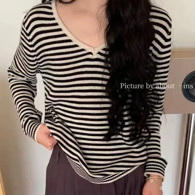 2024秋冬季新款条纹毛衣#F017