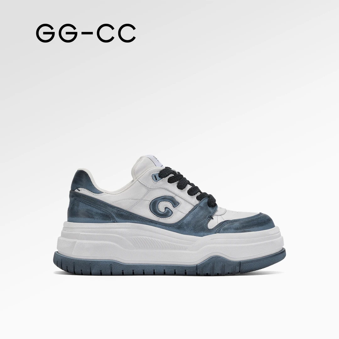 【鞠婧祎同款】GG-CC城市特工2025年新款做旧设计感增高休闲鞋5338