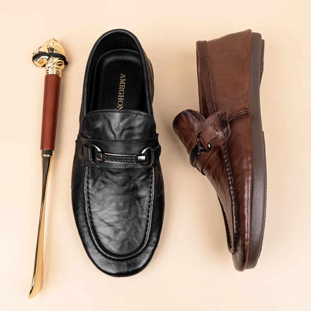 头层牛皮一脚蹬豆豆鞋乐福鞋男士真皮单鞋百搭舒适夏季软底男鞋