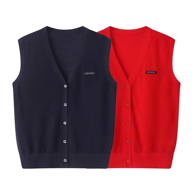 艾家同款2025春夏新品款针织开衫马甲外套上衣V领女8046