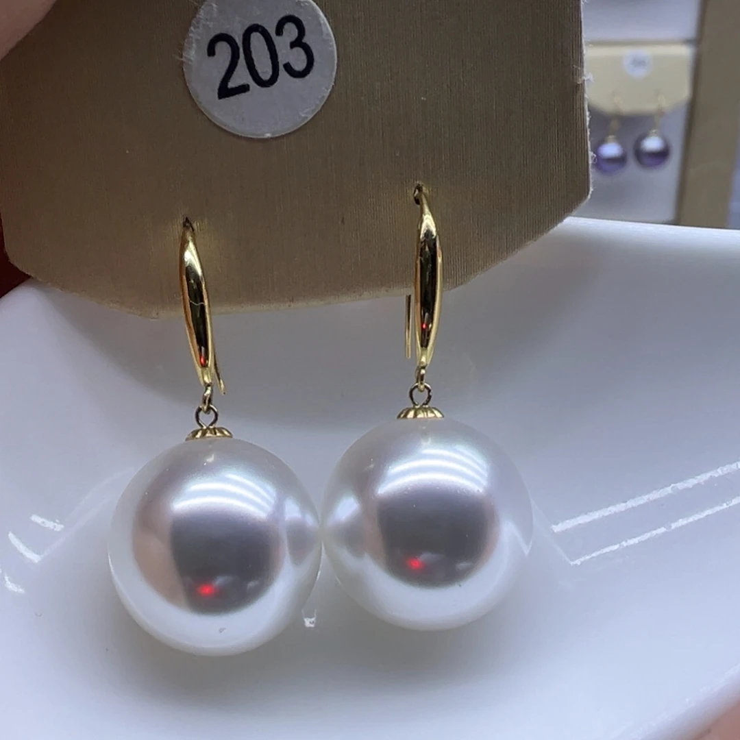 淡水珍珠耳饰18K金镶嵌
