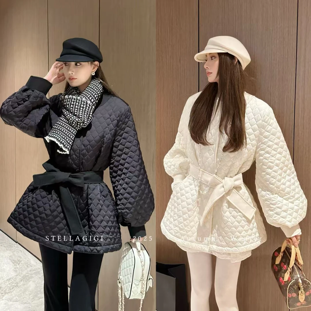 SG / 杨依姗 AW菱格灯笼袖绑带收腰棉服外套WT-20252253