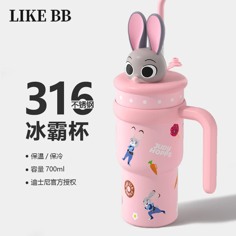LikeBB朱迪冰霸杯大容量保温杯女生高颜值可爱带吸管水杯保冷杯子