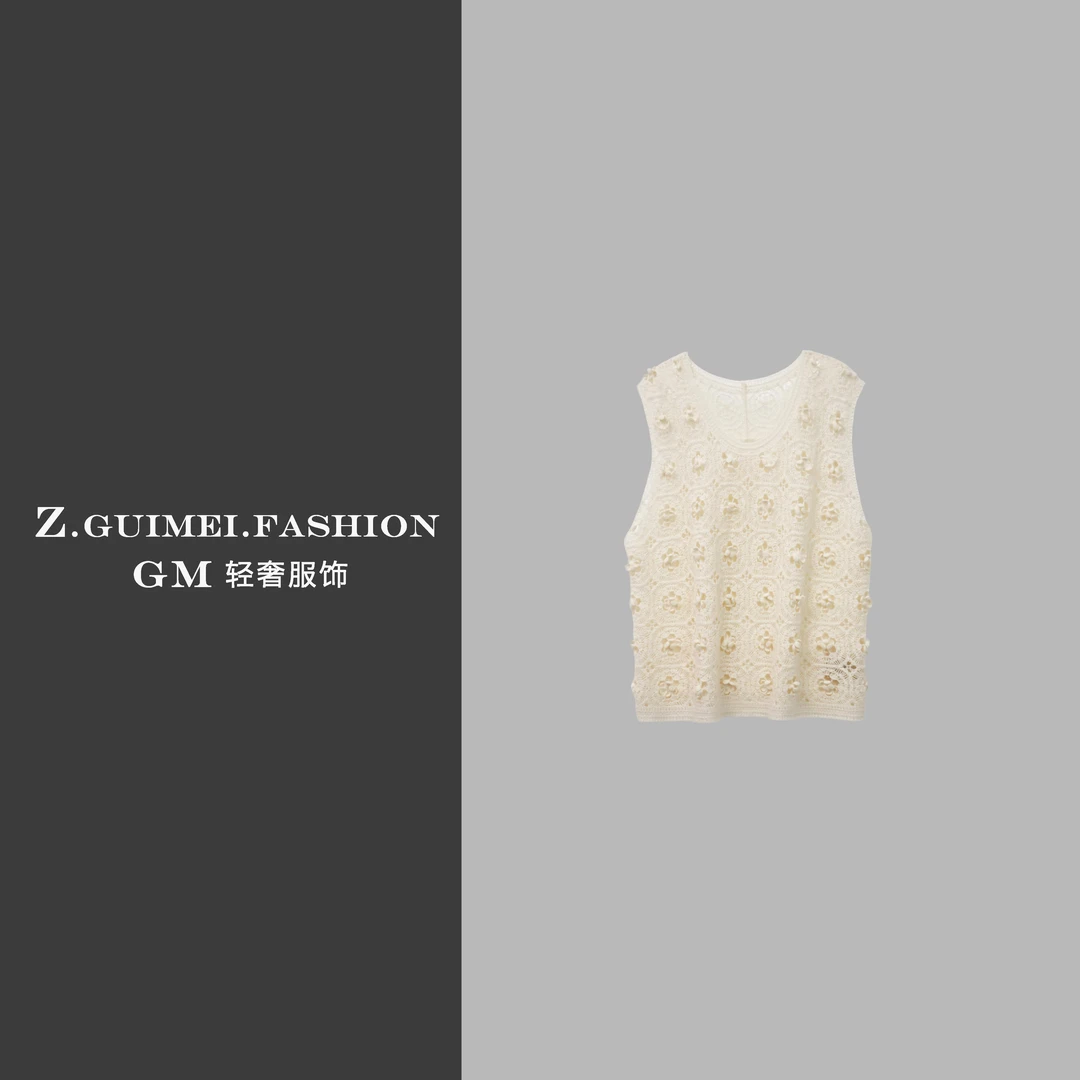 【肆姐高定】重工钩花镂空羊绒马甲X3092