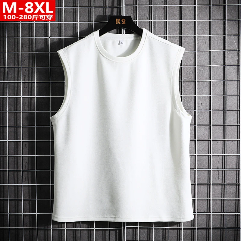 夏季港风潮男装运动休闲无袖背心胖男士加肥大码宽松跨栏坎肩汗衫