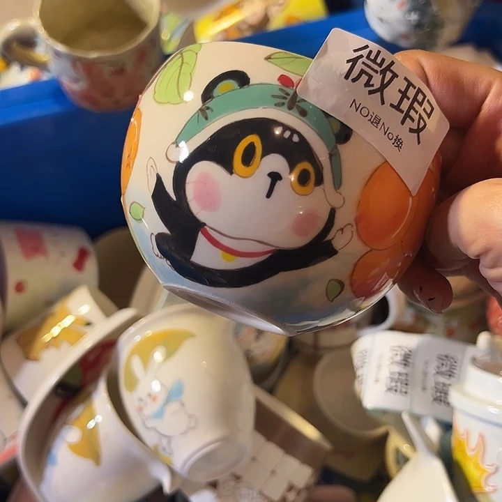 摆件不退不换卡通手绘高温釉下彩