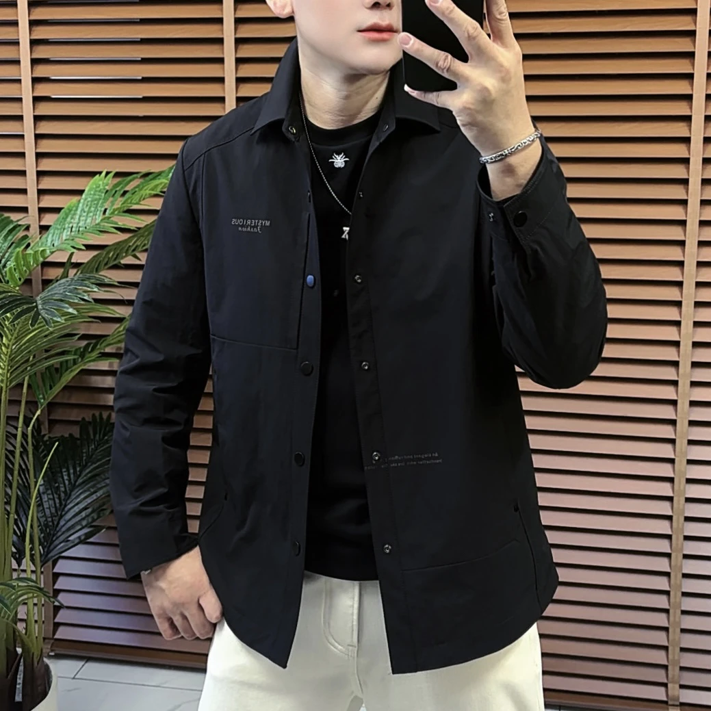 男潮流长袖夹克春秋秋季男士简约抗皱外套外套百搭