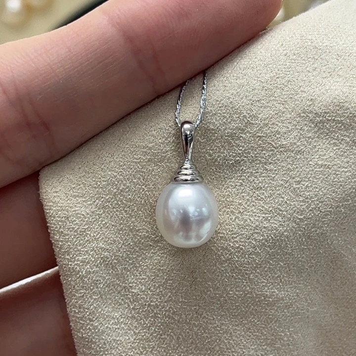 银S925镶嵌海水珍珠颈饰澳白 9-10mm 34号