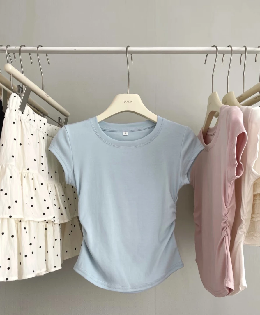 修身不规则宽松型百搭修身型baby针织圆领短裤女款爆款2025新款