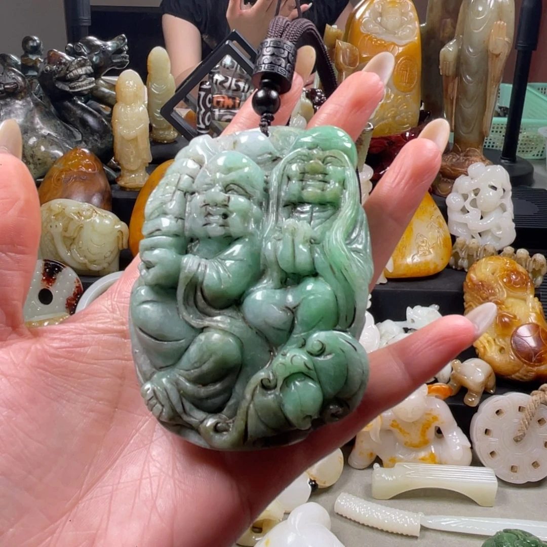 半***茶翡翠把件未镶嵌1号