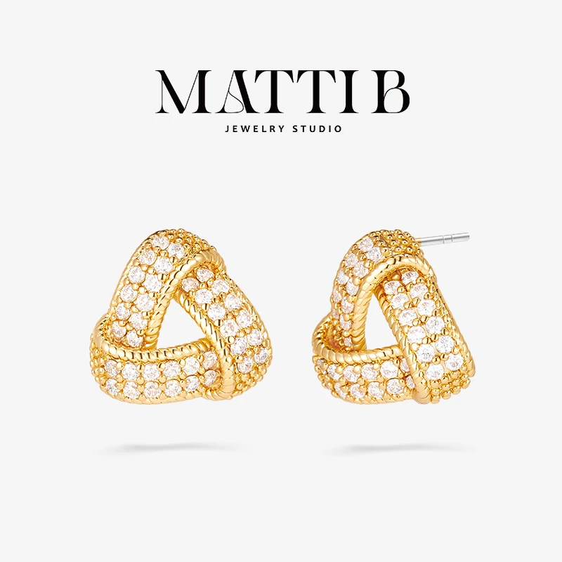 铜合金合成锆石耳饰 三角形设计感小众气质精致轻奢爆款耳钉2020