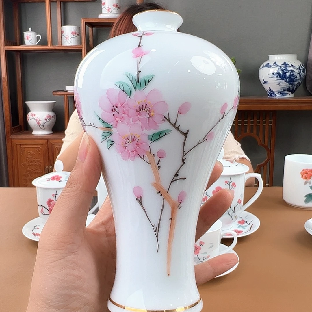水点桃花赏瓶，高18