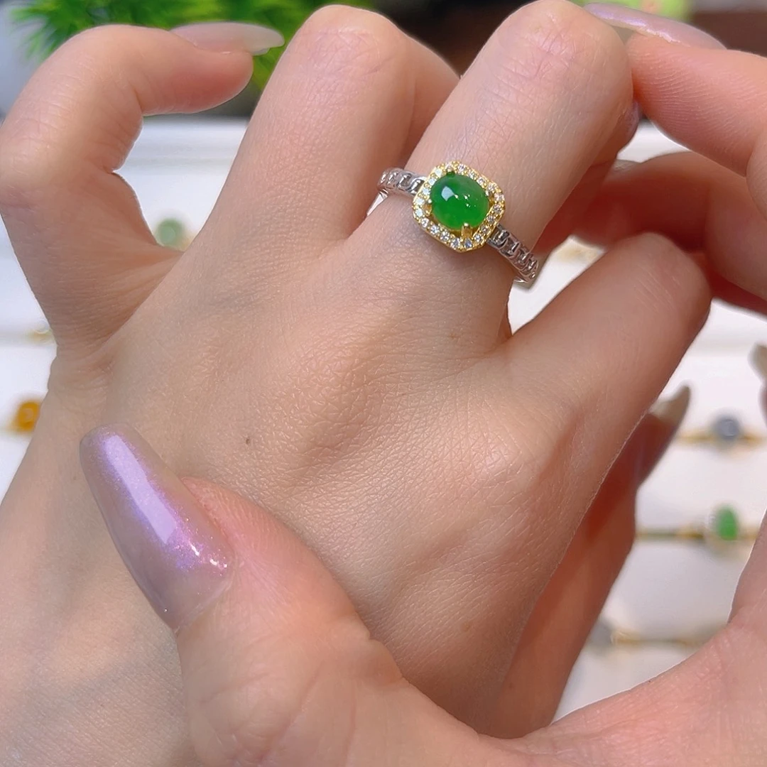 翡翠戒指银S925镶嵌我