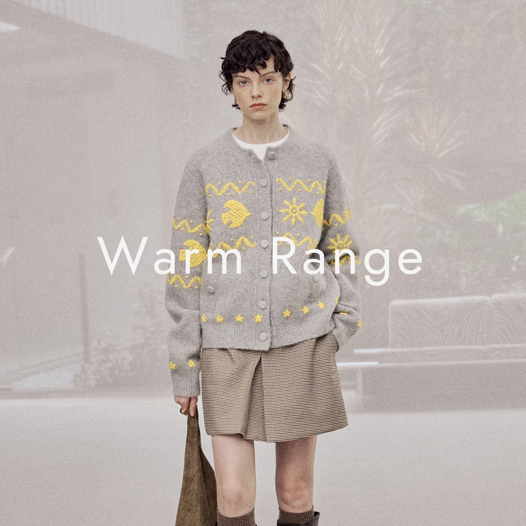 Warm Range 羊毛趣味手工立体刺绣毛衣开衫女秋冬百搭毛针织衫
